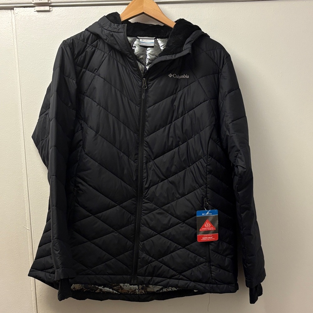 Columbia Heavenly Black Hooded Quilted Jacket 1X